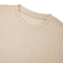 Short Sleeve Loungewear Set Cream Ribbed