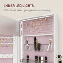HOMCOM Door Hanging or Wall Mounted Jewellery Cabinet w/ Mirror Lining