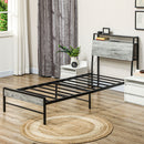 HOMCOM LED Cement Grey Bed Frame with Charging Station