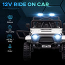 AIYAPLAY Kids Ride On Car, 12V Electric Truck w/ Suspension - White