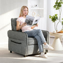 HOMCOM Armchair, Faux Leather Accent Chair with Thicken Cushion, Grey