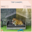 PawHut Wicker Dog House, Rattan Pet Bed with Soft Cushion- Dark Grey