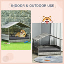 PawHut Wicker Dog House, Rattan Pet Bed with Soft Cushion- Dark Grey