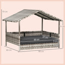 PawHut Wicker Dog House, Rattan Pet Bed with Soft Cushion- Dark Grey