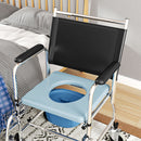 HOMCOM Shower Wheelchair, Commode Wheeled Chair with Padded Seat, Backrest