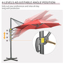 Outsunny 3 x 3(m) Cantilever Parasol Garden Umbrella with Cross Base Wine Red