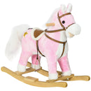 HOMCOM Wooden Ride On Horse, Ride On Pony Gift For Kids 3-6 Years, Pink