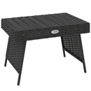 Outsunny Foldable Outdoor Coffee Table, Steel Frame Rattan Side Table