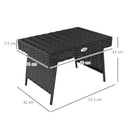 Outsunny Foldable Outdoor Coffee Table, Steel Frame Rattan Side Table