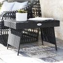 Outsunny Foldable Outdoor Coffee Table, Steel Frame Rattan Side Table