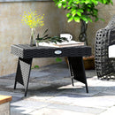 Outsunny Foldable Outdoor Coffee Table, Steel Frame Rattan Side Table