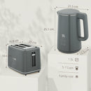 HOMCOM 1.5L 3000W Fast Boil Electric Kettle and 2 Slice Toaster Set