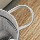 HOMCOM 36L Cotton Rope Laundry Basket with Handles for Pillows Clothes Grey