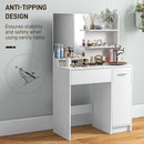 HOMCOM Dressing Table With Mirror And Stool, Makeup Desk For Bedroom, White