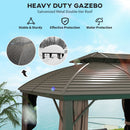 Outsunny 3.65 X 3(m) Aluminium Outdoor Gazebo W/ Hardtop Double Roof, Coffee