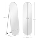 HOMCOM Oval Full Length Mirror with Metal Frame Hanging or Leaning White