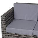 Outsunny Rattan Wicker 2-seat Sofa Loveseat Padded Garden Furniture Brown