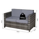 Outsunny Rattan Wicker 2-seat Sofa Loveseat Padded Garden Furniture Brown
