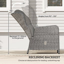 Outsunny Recliner Rattan Garden Furniture w/ Two-tier Table, Light Grey