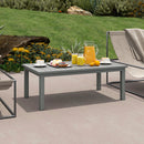 Outsunny Aluminium Outdoor Coffee Table Patio Table w/ Grey Wood Grain Effect