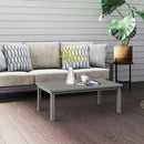 Outsunny Aluminium Outdoor Coffee Table Patio Table w/ Grey Wood Grain Effect