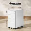 Vinsetto Lockable Mobile Filing Cabinet w/ 3 Drawers 30 x 43.5 x 60 cm