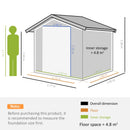 Outsunny Storage Shed in Galvanised Steel with Sliding Door 9ft x 6ft - Grey