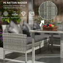 Outsunny 5Pcs Rattan Dining Corner Sofa Set, Garden Furniture Set, Dark Grey