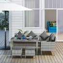 Outsunny 5Pcs Rattan Dining Corner Sofa Set, Garden Furniture Set, Dark Grey