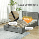 HOMCOM Double Bed Frame with Storage and Adjustable Velvet Headboard