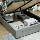 HOMCOM Double Bed Frame with Storage and Adjustable Velvet Headboard
