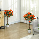 Outsunny Set of 2 90cm Artificial Rose Tree, Fake Decorative Plant