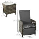 Outsunny 3 Pieces Rattan Bistro Set w/ Adjustable Backrest