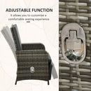 Outsunny 3 Pieces Rattan Bistro Set w/ Adjustable Backrest