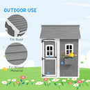 Outsunny Wooden Wendy House for Kids with Floor, for Gardens, Patios - Grey