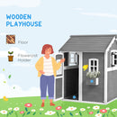 Outsunny Wooden Wendy House for Kids with Floor, for Gardens, Patios - Grey