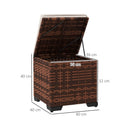 Outsunny Set of 2 Rattan Footstool, Storage Ottoman w/ Cushions