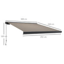 Outsunny DIY Retractable Canopy with Remote Controller for Patio, Light Grey