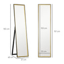 HOMCOM Full Length Mirror Wall Mount Leaning Standing Mirror, Black