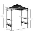 Outsunny 8' x 5' Grill Gazebo Canopy with 2 Side Shelves, Hook, Dark Grey
