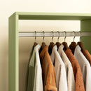 HOMCOM Open Wardrobe Clothes Rail Bedroom Clothes Storage Rod Shelves Green