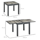 Outsunny Extendable Outdoor Dining Table Aluminium Rectangle Patio Table Grey