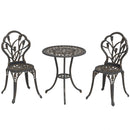 Outsunny 3 Piece Bistro Set, Aluminium Garden Furniture with Umbrella Hole