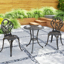 Outsunny 3 Piece Bistro Set, Aluminium Garden Furniture with Umbrella Hole