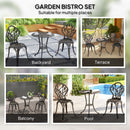 Outsunny 3 Piece Bistro Set, Aluminium Garden Furniture with Umbrella Hole