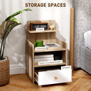 HOMCOM Bedside Table with Drawer for Bedroom, Living Room, Natural Wood Effect