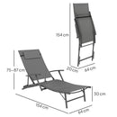 Outsunny Set of 2 Garden Sun Loungers, Folding Chaise Lounge Chairs, Grey