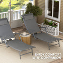 Outsunny Set of 2 Garden Sun Loungers, Folding Chaise Lounge Chairs, Grey