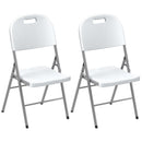 Outsunny Folding Chair With Steel Frame, Garden Chair Set, White