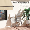 Outsunny Folding Chair With Steel Frame, Garden Chair Set, White